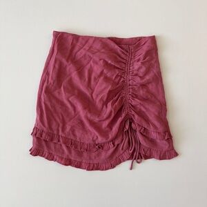 Lulus Deluxe Details Drawstring Ruched Ruffle Mini Skirt Sz S